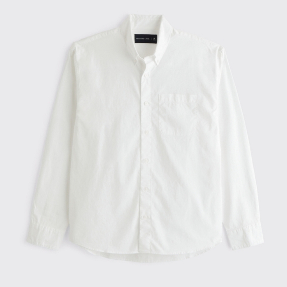 Abercrombie Poplin Button Down Shirt White Small